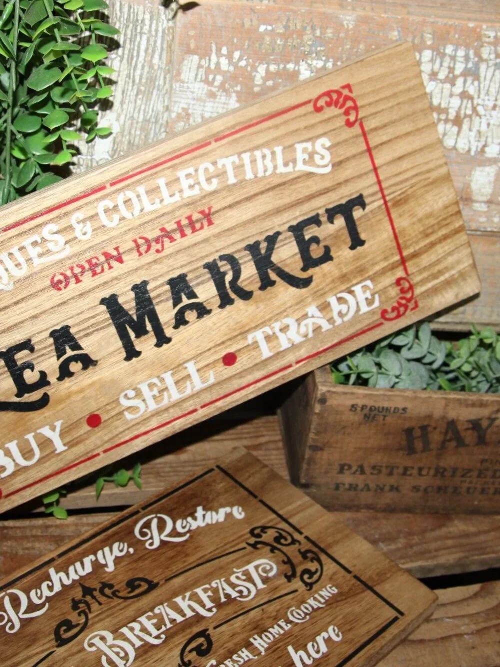 NEW French Country Farmhouse FLEA MARKET-BED & BREAKFAST Wall Decor Sign Bundle